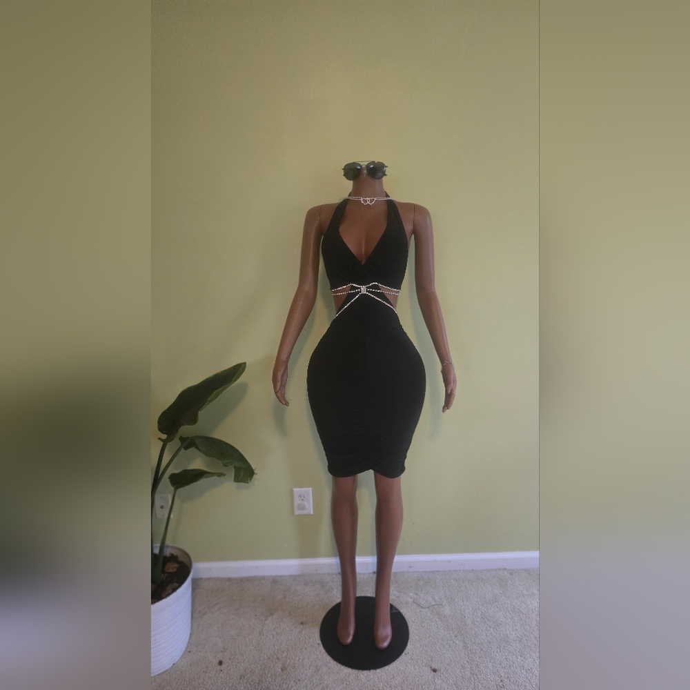 Sabora Black Backless Halter Dress